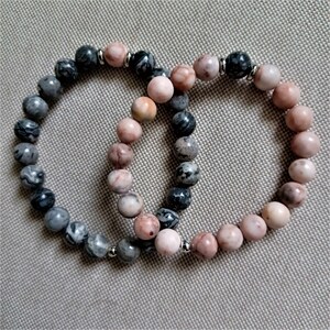 Bracelet You and Me natural pearls of Zebra Jasper