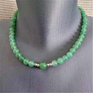 Natural aventurine and silver pearl necklace 925