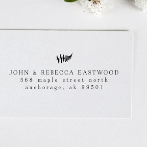 Fern Address Stamp, Woodland Ferns Stamp, Whimsical Fern Wedding, Hand Drawn Ferns, Plant with Roots, Minimalist Fern