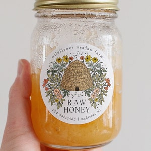 DIGITAL FILE, Bee Hive Wildflower Honey Labels, Honey Stickers For Jars, Local Honey Labels, Raw Honey Sticker, Wildflower Honey Labels