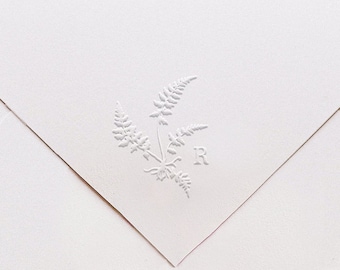 Monogram Fern Embosser, Fragile Fern, Envelope Embosser, Emboss Wedding Envelopes, Fern with Roots Embosser, Woodland Fern Wedding Embosser