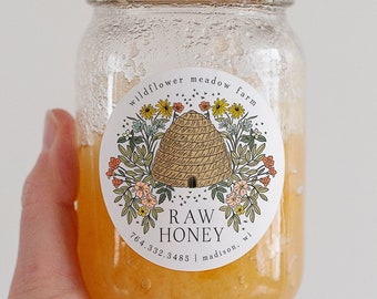 DIGITAL FILE, Bee Hive Wildflower Honey Labels, Honey Stickers For Jars, Local Honey Labels, Raw Honey Sticker, Wildflower Honey Labels