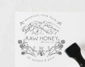 Custom Mountain Honey Labels, Honey Stamp, Honey Stamp For Jars, Local Honey Labels, Raw Honey Stamp, Mountainview Honey Labels, Custom