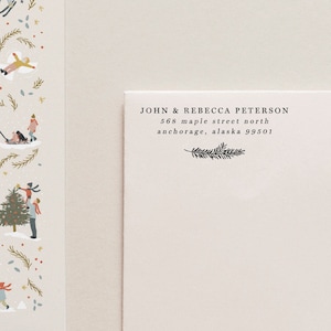 Adresstempel sparrentak, adresstempel winter, retouradres dennenappel, retouradresstempel vakantie, kerstkaarten, dennentak