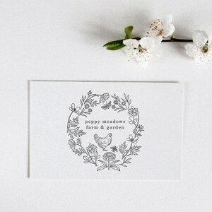 Botanical Series, Custom Egg Stamp, Fresh Eggs, Florals and Hen Stamp, Chicken Logo, Flower Logo, Hobby Farm Logo, Farm Name and Florals