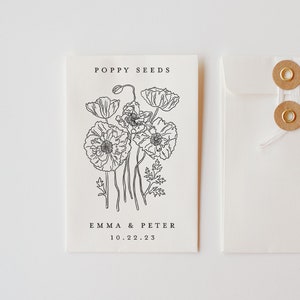Poppy Seed Stamp, Custom Seed Stamp, Custom Wedding Favor, Seed Packet Stamp, Bridal Shower Favors, Bouquet Stamp, Let Love Grow