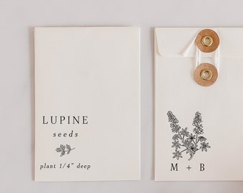 Lupine Seeds Stamp Set, Custom Wedding Favor, Wildflower Wedding, Wildflower Seed Labels, Flower Seed Labeling, Stamp Set for Seed Envelopes