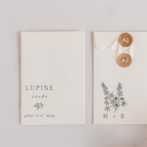 Lupine Seeds Stamp Set, Custom Wedding Favor, Wildflower Wedding, Wildflower Seed Labels, Flower Seed Labeling, Stamp Set for Seed Envelopes