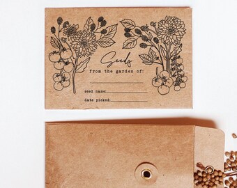 Flower Seed Packet Stamp, Fill in the Blank Seed Packet, Seed Labeling Stamp, From the Garden Of, Tomatoes, Dinnerplate Dahlias, Blackberry