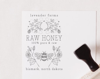 Custom Honey Label Stamp | Raw Honey Labels Stamp | Honey Labels For Jars | Local Honey Labels | Honey Stamp | Backyard Bees Beehive