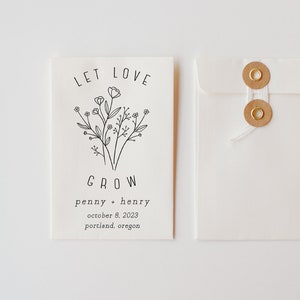 Let Love Grow Stamp | Wildflower Seed Stamp | DIY Wedding Favor | Seed Packet Stamp | Rustic Bridal Shower Favors | Custom Wedding Stamp