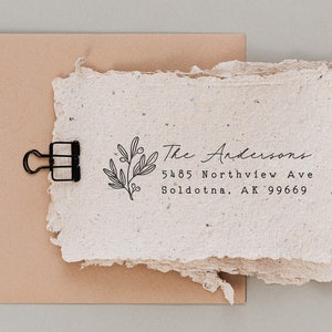 Custom Return Address Stamp, Typewriter Font Stamp, Scandinavian Home Address Gift, Floral Greenery Address Stamp, Olive Branch Stamp