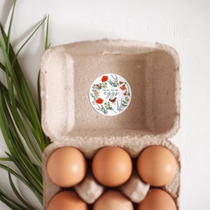 DIGITALE DATEI, Individueller Eier Aufkleber, Frische Eier, Huhn Aufkleber, Eierkarton Etikett, Ei Etiketten, Frische Bio Eier, Blumenei Aufkleber