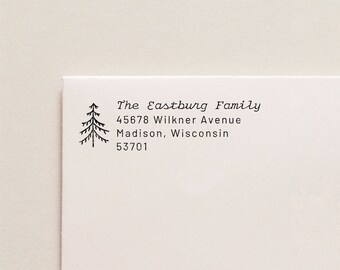 Trees Return Address Stamp | Custom Pine Tree Stamp | Minimalist Woodland Address Stamp | Evergreens Address Stamp | Woodland Address Stamp