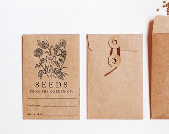 Custom Seed Packet Stamp | Wildflower Seed Stamp | Seed Labeling Stamp | From the Garden Of | Seed Name | Date Picked | Vintage Seed Packet