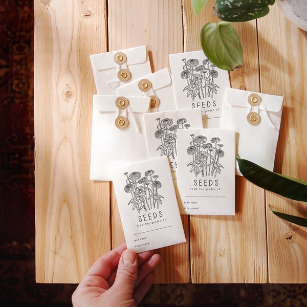 Zinnia Seed Stamp, Custom Seed Packet Stamp, Cut Flowers Seed Stamp, Seed Labeling Stamp, From the Garden Of, Vintage Seed Packet, Zinnias
