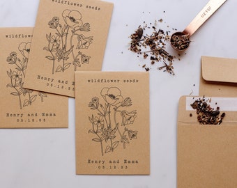 Wildflower Envelopes | Wildflower Wedding Favors, Printed Seed Envelopes, Custom Wedding Favor, Wildflower Seed Packets with Seeds
