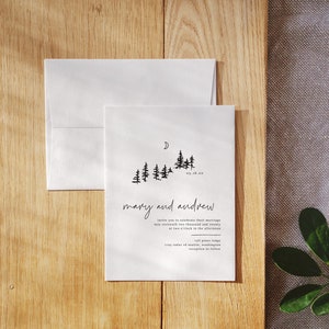 Invito a nozze rustico / Invito a nozze nel bosco / Invito a nozze con alberi di pino / Matrimonio nella foresta di pini / Matrimonio all'aperto