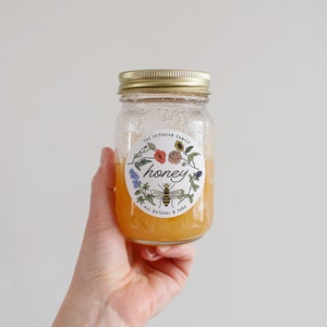 DIGITAL FILE, Custom Honey Labels, Poppies Honey Sticker, Honey Labels For Jars, Local Honey Labels, Flower Honey Sticker, Floral Honey