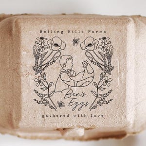 Kids Custom Egg Stamp, Fresh Eggs, Chicken Stamp with Boy, Egg Carton Label, Egg Labels for Children's Coop, Backyard Chicken Coop