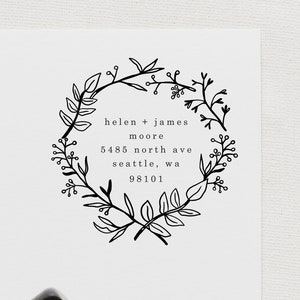 Floral Greenery Address Stamp Scandinavian Home Address Gift Greenery Wreath Address Stamp Custom Return Address Stamp WREATH SERIES