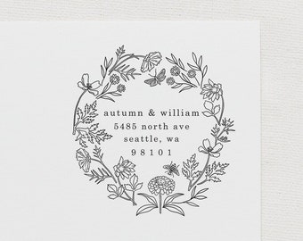 Floral Greenery Address Stamp Scandinavian Home Address Gift Greenery Wreath Address Stamp Custom Return Address Stamp WREATH SERIES