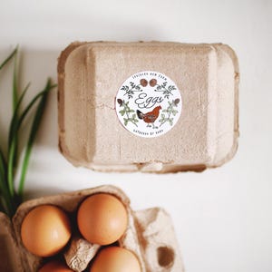 DIGITAL FILE, Custom Egg Sticker, Fresh Eggs, Chicken Sticker, Egg Carton Label, Egg Labels, Organic Fresh Eggs, Flower Egg Stickers