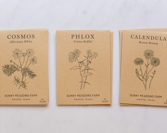 Custom Seed Envelope Design, Seed Design For Cut Flowers, Flower Seed Design for Flower Farmers, Hand Drawn Florals, DIGITAL FILES