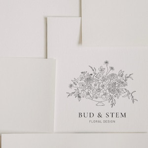Blumenvase Stempel, Blumenstrauß Stempel, Schnittblumen Stempel, Floristen Stempel, Blumenvase Branding, Handgezeichneter Strauß, Floristen Branding