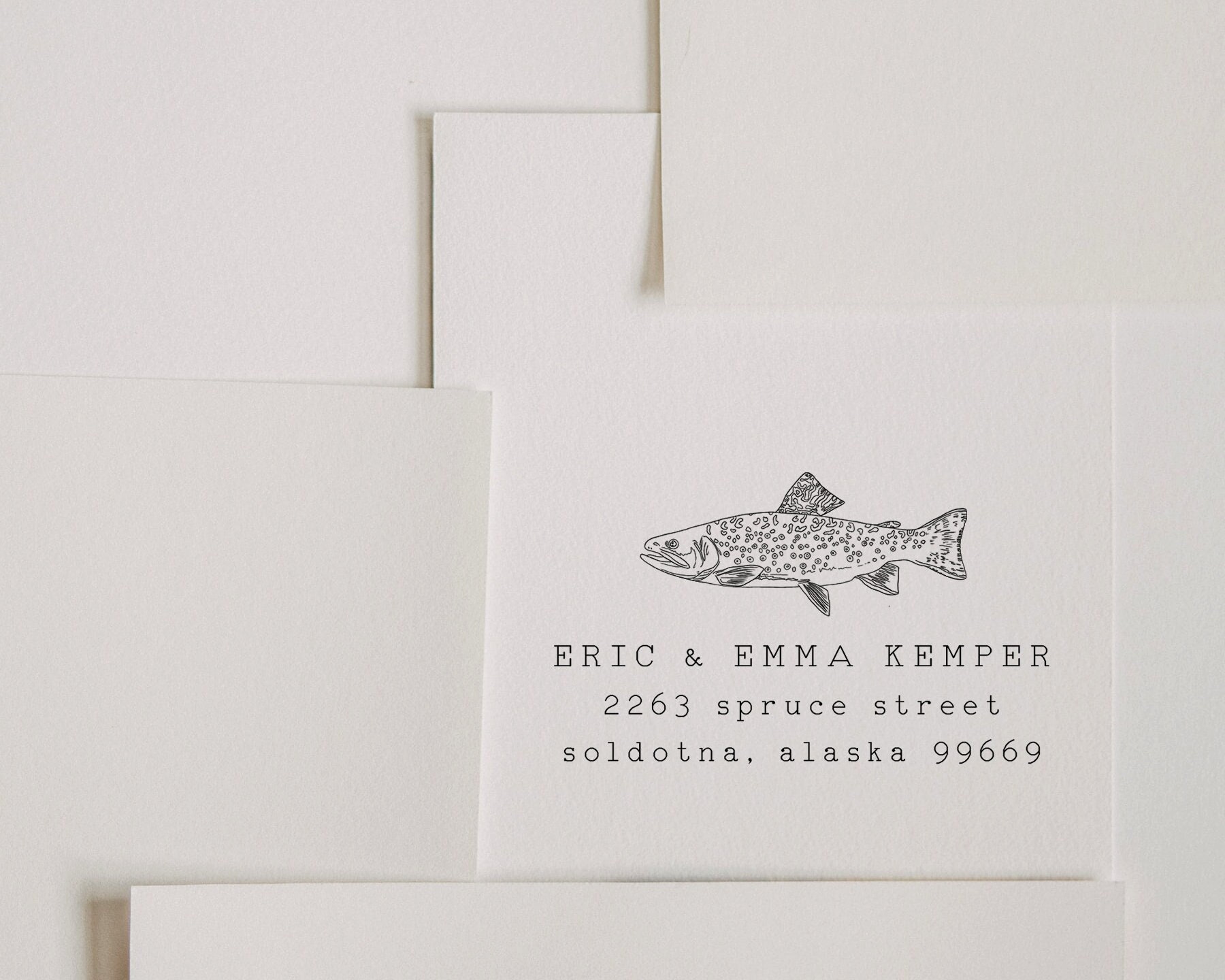 Fly Fishing Address Stamp Custom Trout Stamp Minimalist Etsy