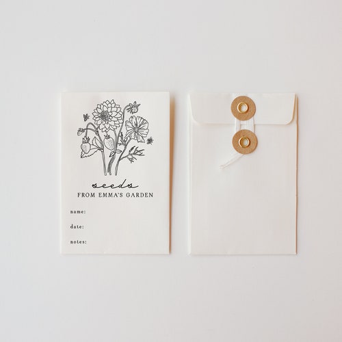 Custom Seed Packet Stamp | Wildflower Seed Stamp | Seed Labeling Stamp | From the Garden Of | Seed Name | Date Picked | Vintage Seed Packet