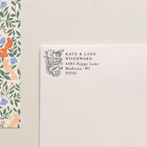 Adresstempel Scandinavische vogels, winterstempel, retouradres hulsttakje, retouradresstempel vakantie, kerstkaarten, vogelstempel