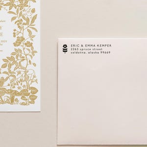 Tampon d'adresse fleur folklorique, cartes de vœux scandinaves, adresse de retour de fleurs scandinaves, tampon d'adresse de vacances, cartes de Noël à faire soi-même