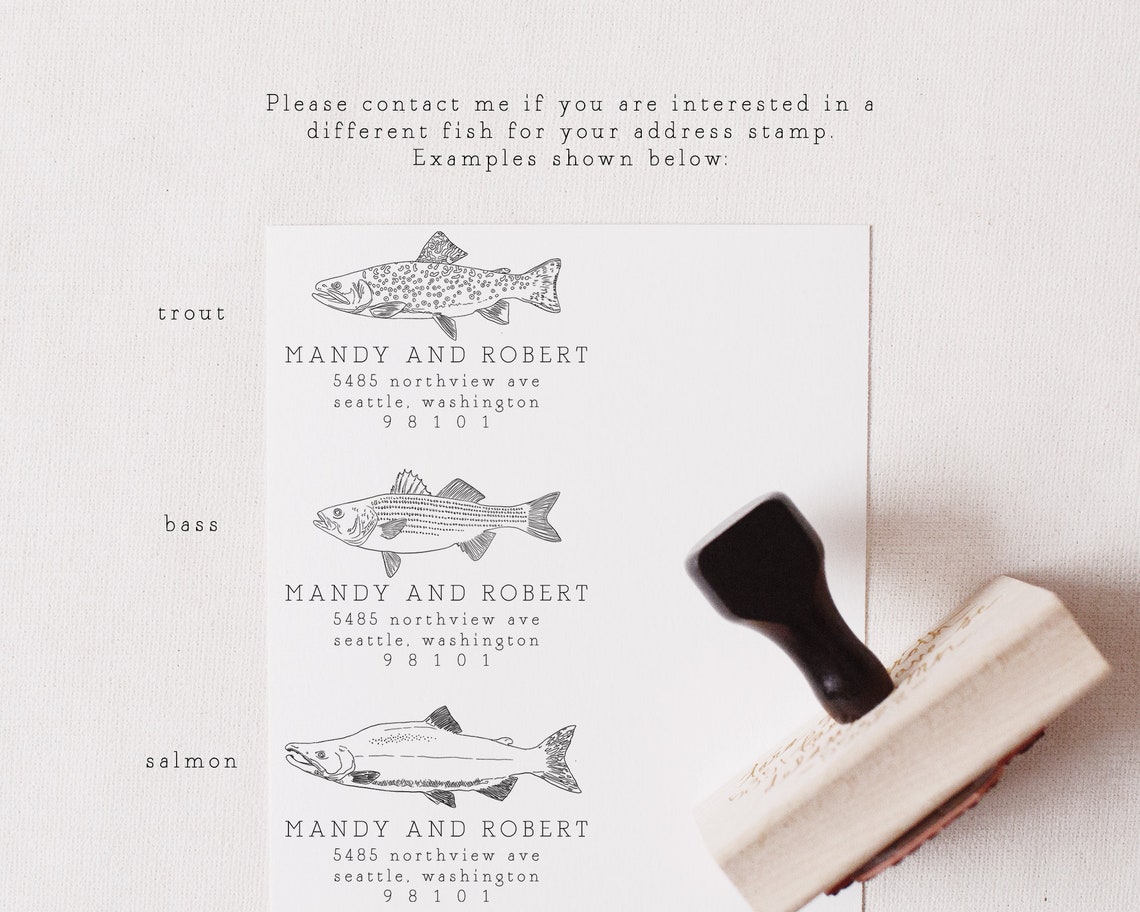Fly Fishing Address Stamp Custom Trout Stamp Minimalist Etsy