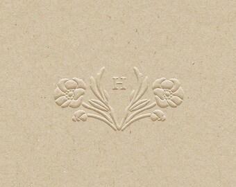 Poppy Monogram Embosser, Embosses from BOTTOM, Simple Envelope Embosser, Emboss Wedding Envelopes, Poppy Crest with Letter, Floral Embosser
