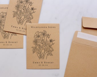 Wildflower Envelopes | Wildflower Wedding Favors, Printed Seed Envelopes, Custom Wedding Favor, Wildflower Seed Packets with Seeds