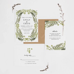 FERN SERIES, Woodland Ferns Invitation, Whimsical Fern Wedding, Hand Drawn Ferns, Plant with Roots, Greenhouse Invitation, Botanical Wedding image 4