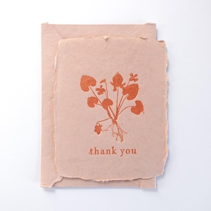 SECONDES Merci violettes | Carte typographique, carte florale, papier fait main avec enveloppe
