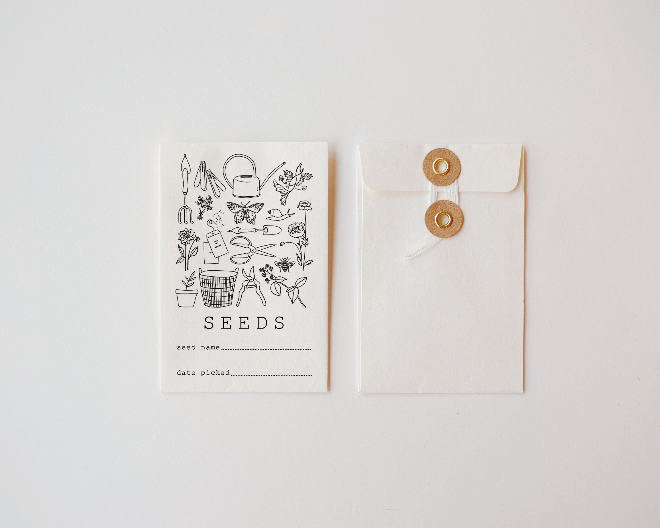 Garden Tools Stamp for Seeds, Seed Packet Stamp, Seed Labeling Stamp, Envelopes for Saved Seeds, Seed Exchange, Poppy Dahlia Seed Stamp