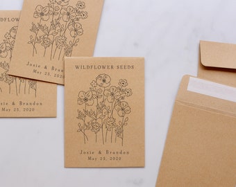 BEATRICE Wildflower Envelopes | Wildflower Wedding Favors, Printed Seed Envelopes, Custom Wedding Favor, Wildflower Seed Packets with Seeds