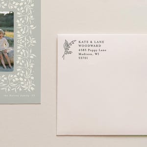 Tampon d'adresse muguet, tampon floral, adresse de fleurs de printemps, tampon d'adresse de vacances, cartes de Noël, fleurs sauvages
