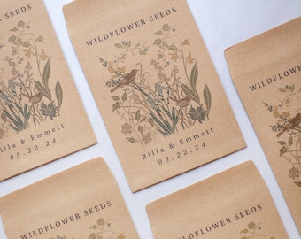 Wildflower Envelopes | Wildflower Wedding Favors, Printed Seed Envelopes, Custom Wedding Favor, Wildflower Seed Packets with Seeds