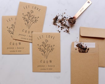 Let Love Grow Wildflower Envelopes, Wildflower Wedding Favors, Printed Seed Envelopes, Wedding Favor, Wildflower Seed Packets with Seeds