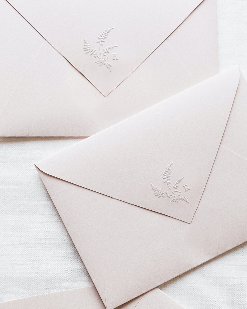 Fern Lettering R Embosses From BOTTOM, Monogram Fern Embosser, Fragile Fern, Envelope ...