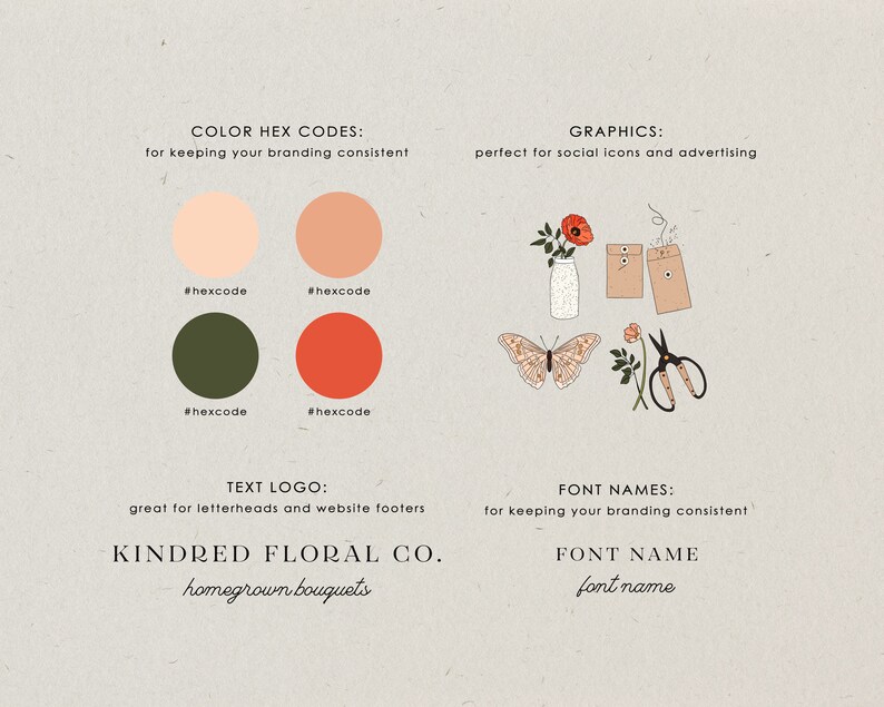 Floral Branding Primary and Secondary Logos Logo Mark - Etsy