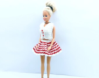 TWO TONE Pink Flaired Hem Genuine BARBIE Cute Mini Skirt w/ Belt Clothes