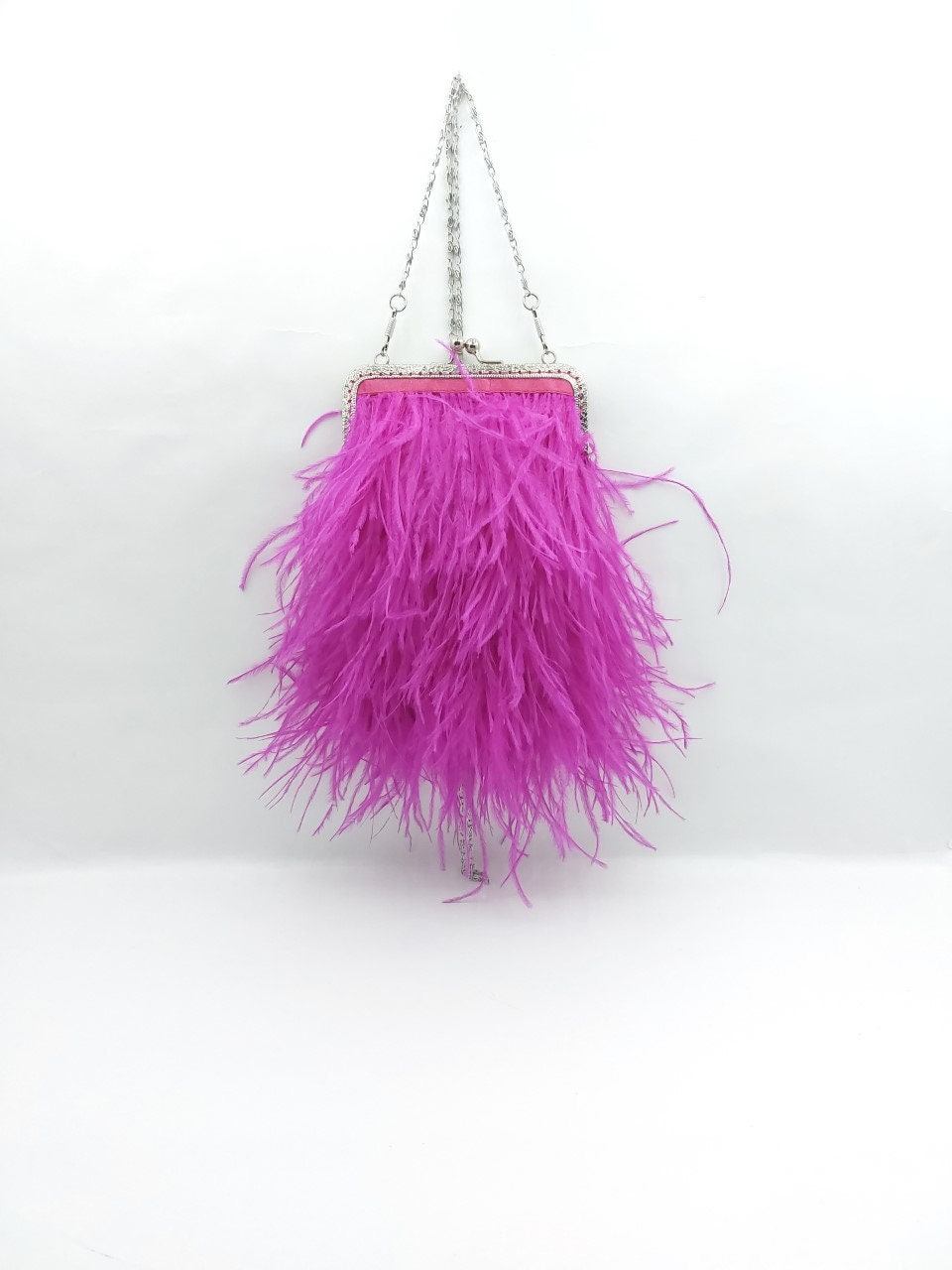 PEACHY PINK OSTRICH FEATHER BAG