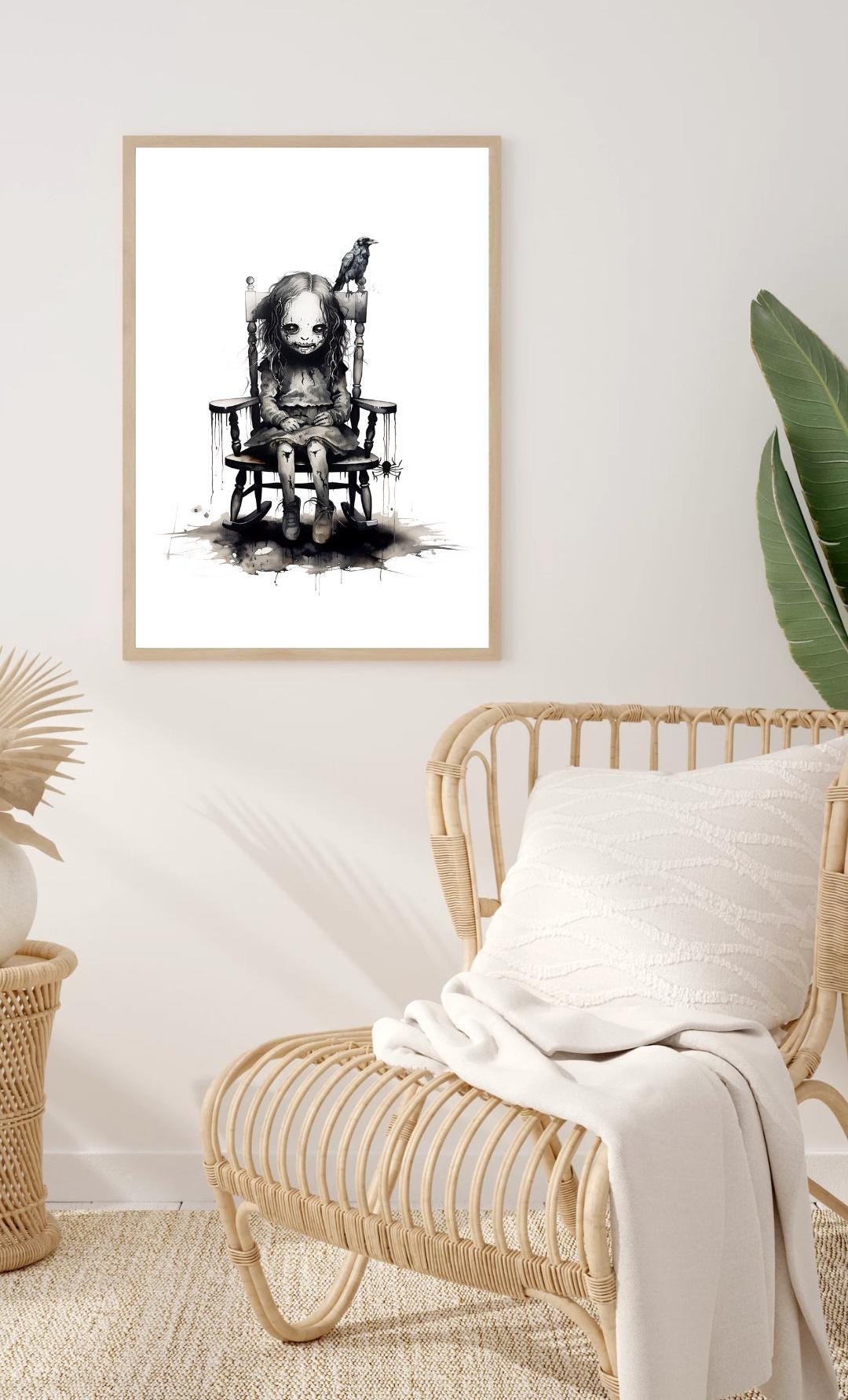 Creepy Girl Vintage Horror Wall Art Halloween Prints for Living Room ...