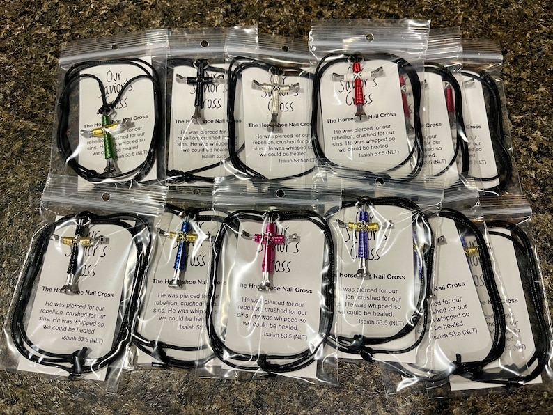 Horseshoe Nail Cross Necklace Etsy