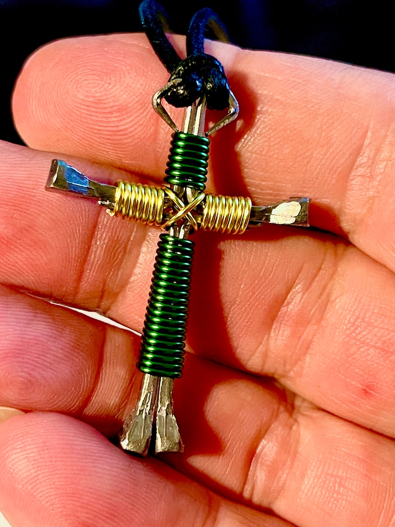 Horseshoe Nail Cross Necklace Etsy